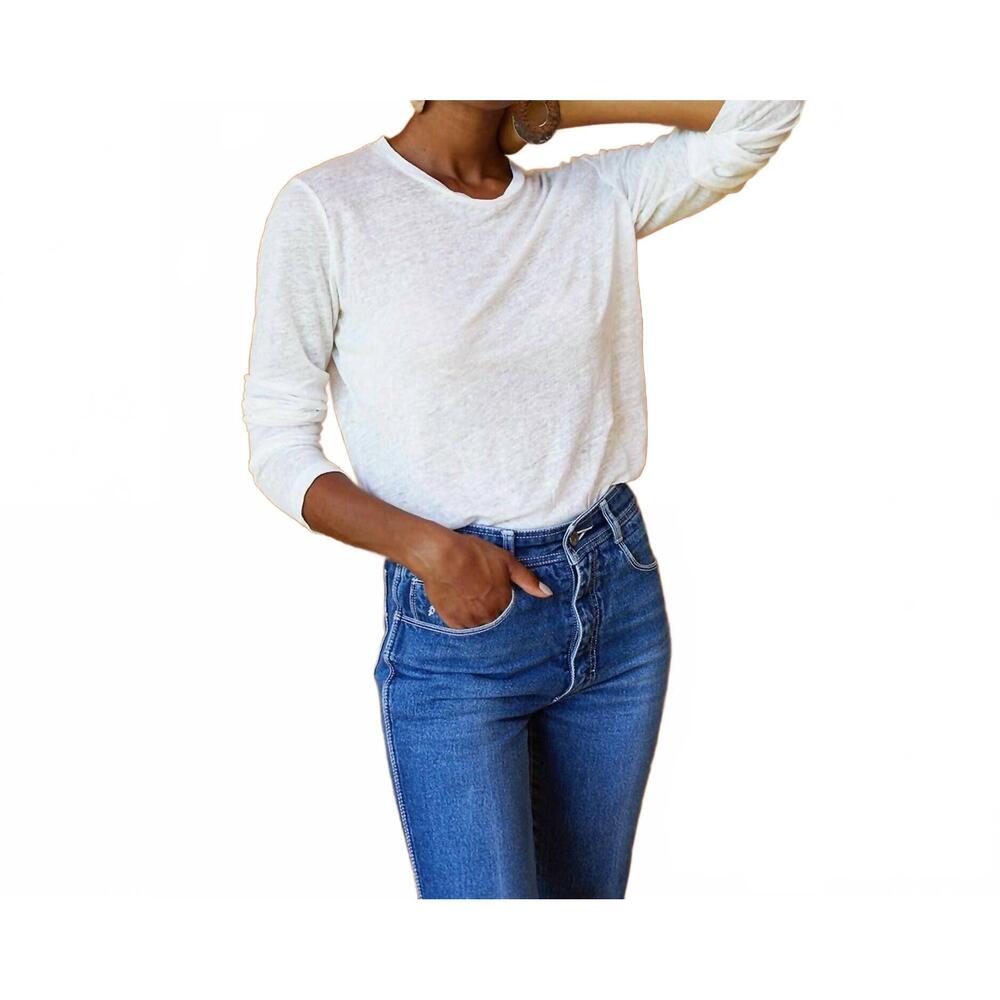 NEW EMERSON FRY linen crew neck tee in white - Picture 6 of 7